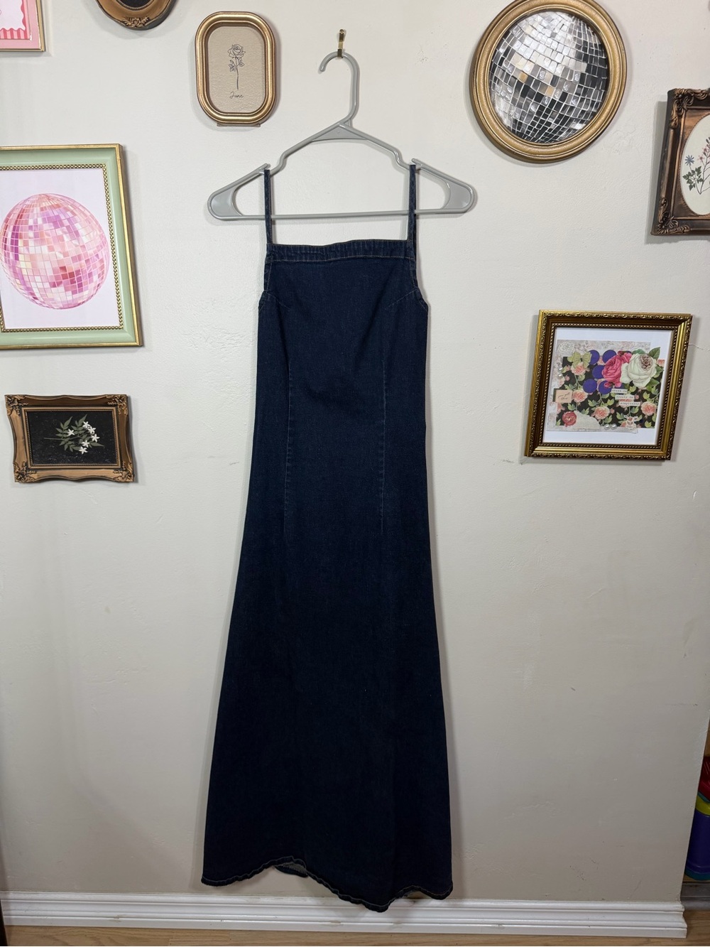 Moda International Navy Denim Maxi Slip Dress